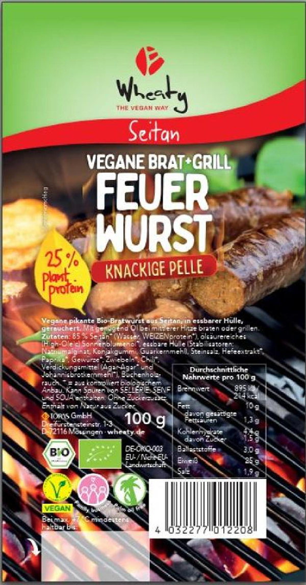 Produktfoto zu Vegane Brat- und Grill-Feuerwurst 100g