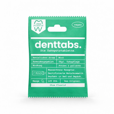 Produktfoto zu Denttabs Zahnputztabletten Mint ohne Fluorid 125 St.