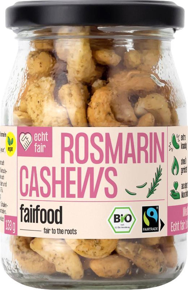Produktfoto zu Cashews mit Rosmarin, fairtrade, 133g