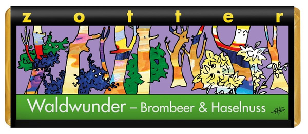 Produktfoto zu Waldwunder Brombeer & Haselnuss, Zotter-Schokolade 70g