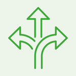 Grünes Symbol mit Messer, Gabel und Teller.