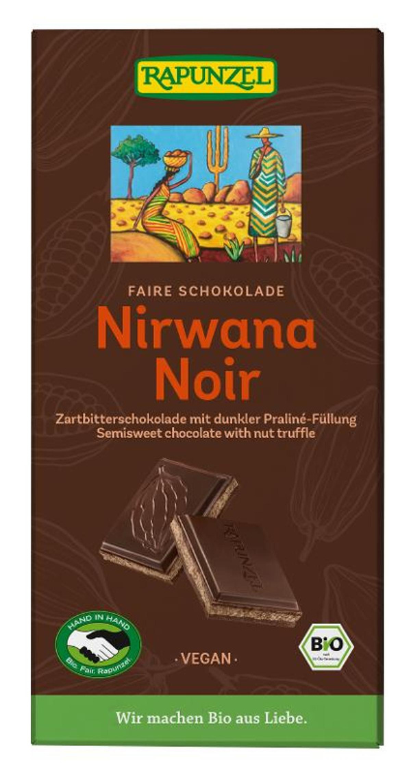 Produktfoto zu Nirwana Noir 55% mit dunkler Praliné-Füllung, 100g