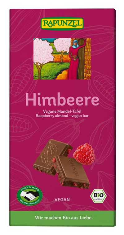 Produktfoto zu Himbeere vegane Mandel-Tafel 100g