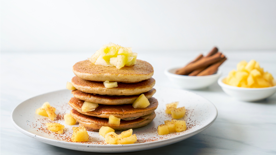 Rezeptbild für Kleine Pfannkuchen mit Apfel-Honig-Ragout