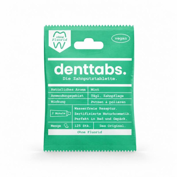 Produktfoto zu Denttabs Zahnputztabletten Mint ohne Fluorid 125 St.