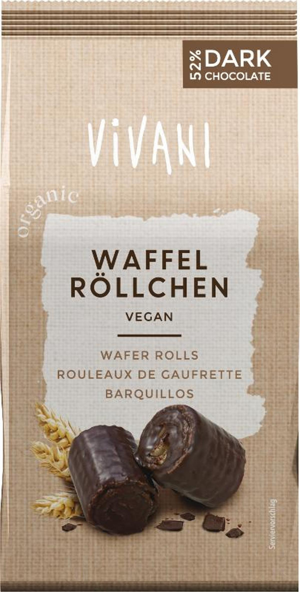 Produktfoto zu Waffel Röllchen Zartbitter 125g
