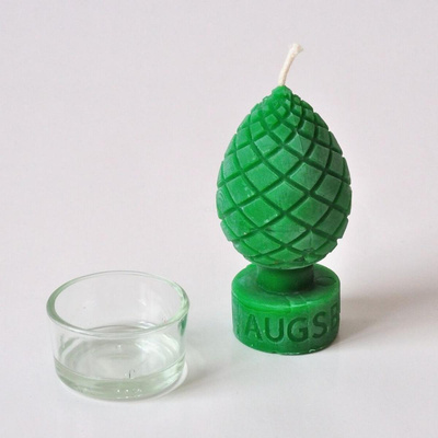 Produktfoto zu Zirbelnusskerze mit Glas "grün", 90x35 mm, 1 Stk.