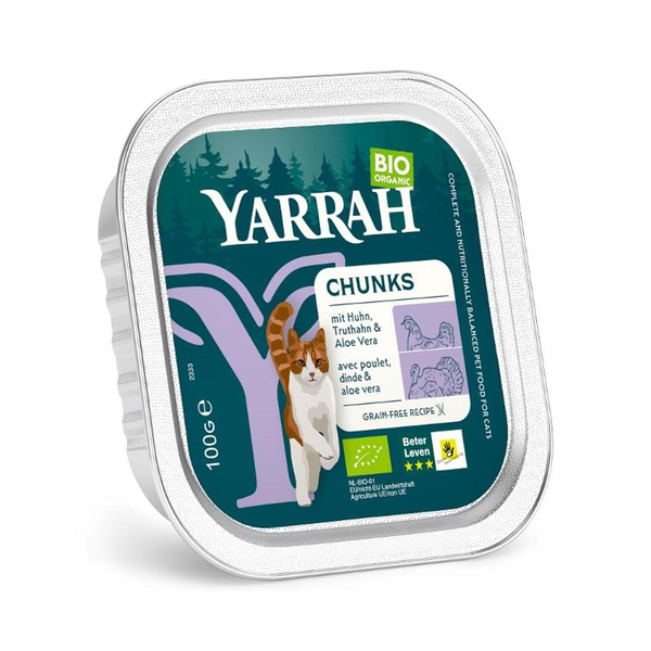 Produktfoto zu Katzenfutter Schale Chunks Huhn & Truthahn, 100g