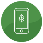 Grünes Symbol mit einem Smartphone.