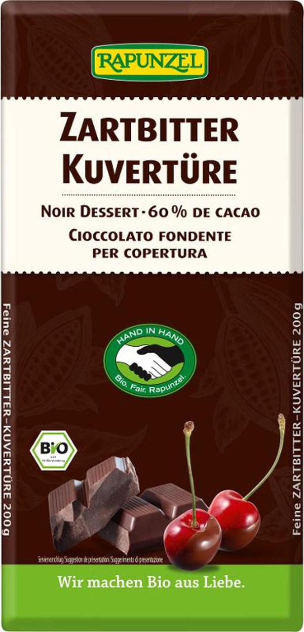 Produktfoto zu Zartbitter Kuvertüre 200g