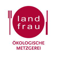 KI generiert: Logo einer ökologischen Metzgerei mit dem Text: "landfrau ÖKOLOGISCHE METZGEREI".