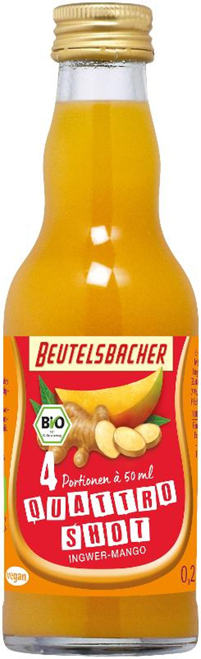 Produktfoto zu Quattro Shot Ingwer-Mango 0,2l