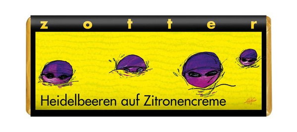 Produktfoto zu Heidelbeeren auf Zitronencreme, 70g, Zotter-Schokolade