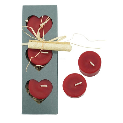 Produktfoto zu Rote Teelichter in Herzschachtel, 3 Stück