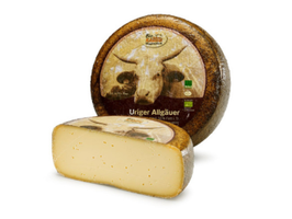 KI generiert: Das Bild zeigt ein Stück Blauschimmelkäse. Der Käse hat eine helle Farbe mit blauen Adern.