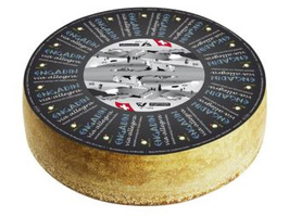 KI generiert: Das Bild zeigt ein Stück Blauschimmelkäse. Der Käse hat eine helle Farbe mit blauen Adern.