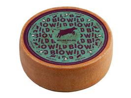 KI generiert: Das Bild zeigt ein Stück Blauschimmelkäse. Der Käse hat eine helle Farbe mit blauen Adern.