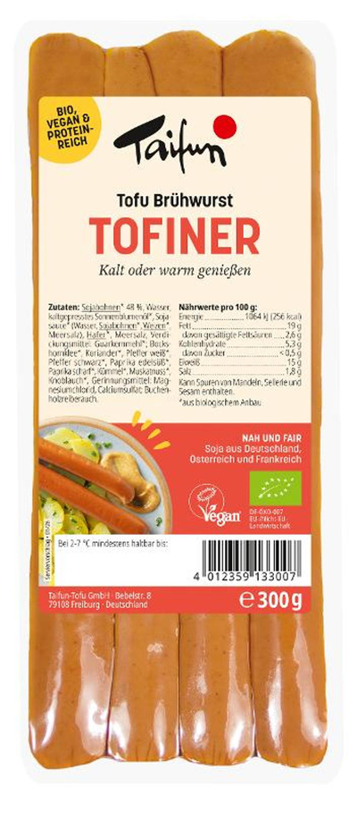 Produktfoto zu Tofiner Tofu-Wiener 300g