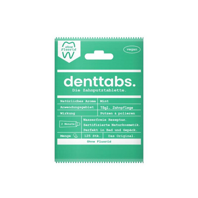 Produktfoto zu Denttabs Zahnputztabletten Mint ohne Fluorid 125 St.