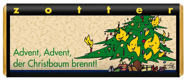 Produktfoto zu Advent, Advent, der Christbaum brennt, 70g, Zotter-Schokolade