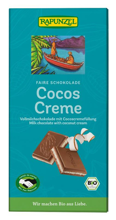 Produktfoto zu Vollmilch Schokolade Cocos-Creme gefüllt 100g