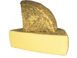 KI generiert: Ein gestapeltes Stück Käse mit Würzkruste.