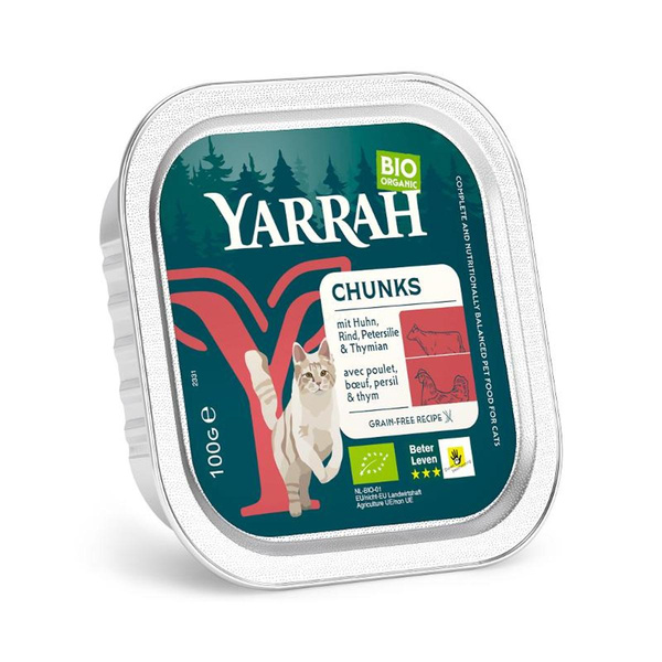 Produktfoto zu Katzenfutter Schale Chunks Huhn mit Rind, 100g