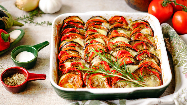 Rezeptbild für Ratatouille-Gemüse aus dem Ofen mit Mozzarella