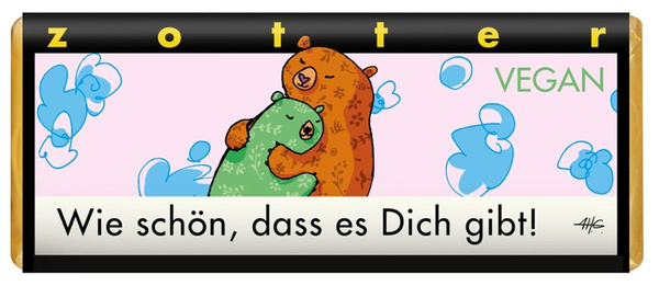 Produktfoto zu Wie schön, dass es Dich gibt, Zotter-Schokolade vegan 70g