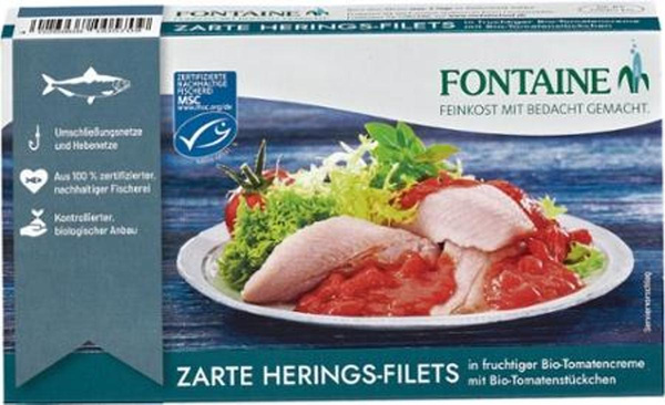 Produktfoto zu Heringsfilets Tomate, 200g, MSC
