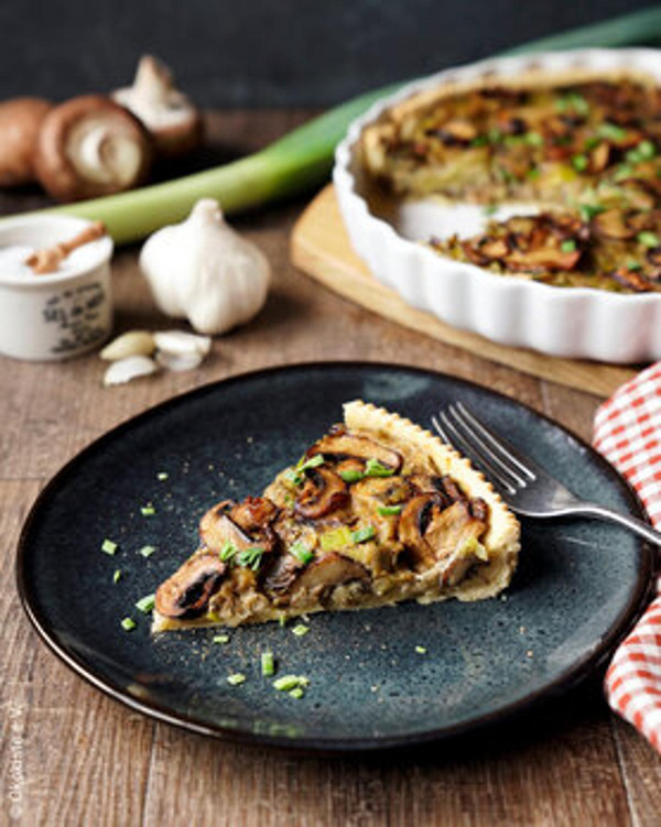 Produktfoto zu Rezept Vegane Champignon-Lauch-Quiche