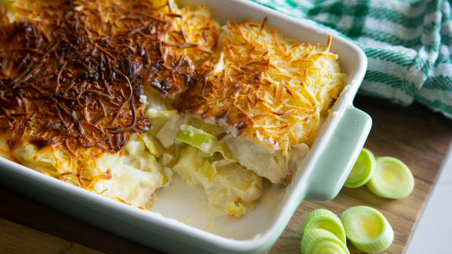 Rezeptbild für Veganes Kartoffel-Lauch-Gratin