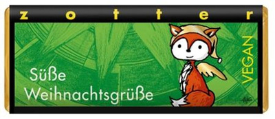 Produktfoto zu Süße Weihnachtsgrüße vegan, 70g, Zotter-Schokolade