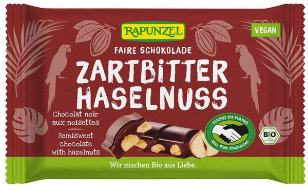 Produktfoto zu Schokolade Zartbitter-Haselnuss vegan 100g