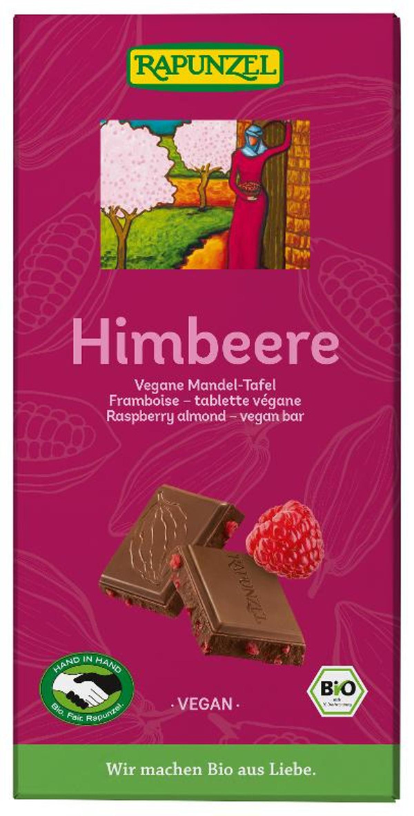 Produktfoto zu Himbeere vegane Mandel-Tafel 100g