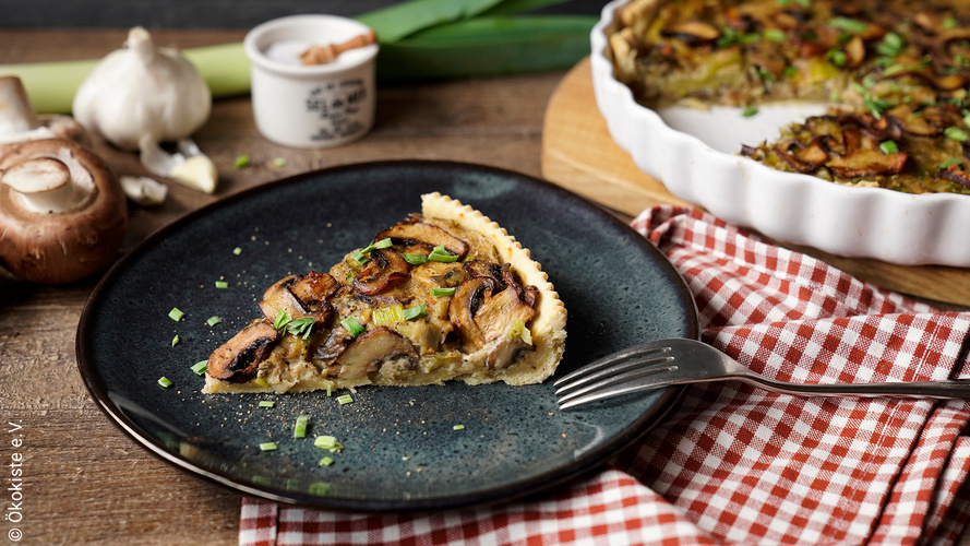 Rezeptbild für Vegane Champignon-Lauch-Quiche