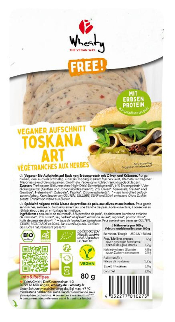 Produktfoto zu Veganer Aufschnitt Toskana-Art 80g