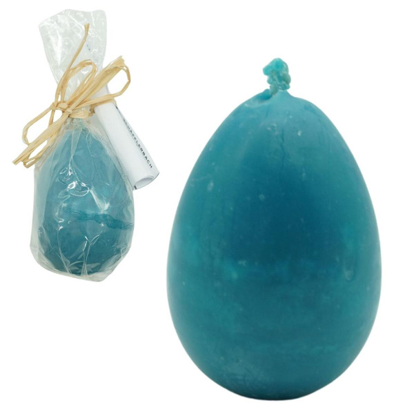 Produktfoto zu Osterei-Kerze Bienenwachs petrol 60x40mm