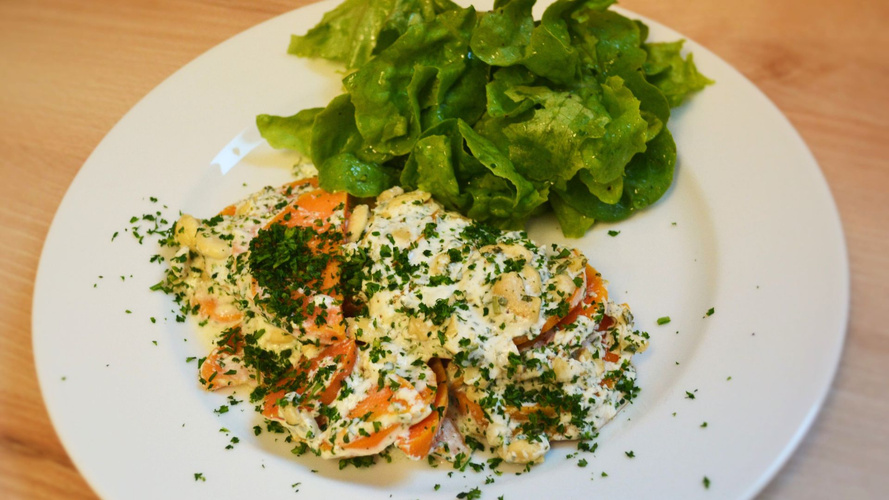 Rezeptbild für Süßkartoffel-Gratin mit Cashewnüssen