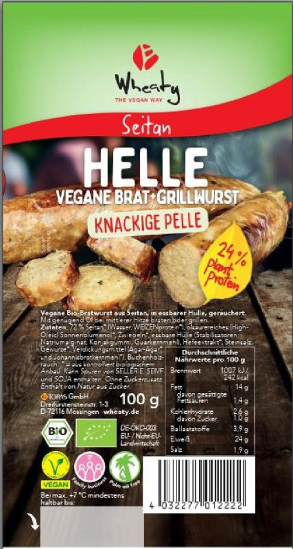 Produktfoto zu Helle vegane Brat- und Grillwurst 100g