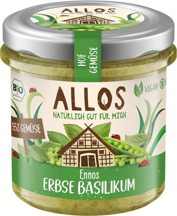 Produktfoto zu Brotaufstrich Ennos Erbse-Basilikum 135g