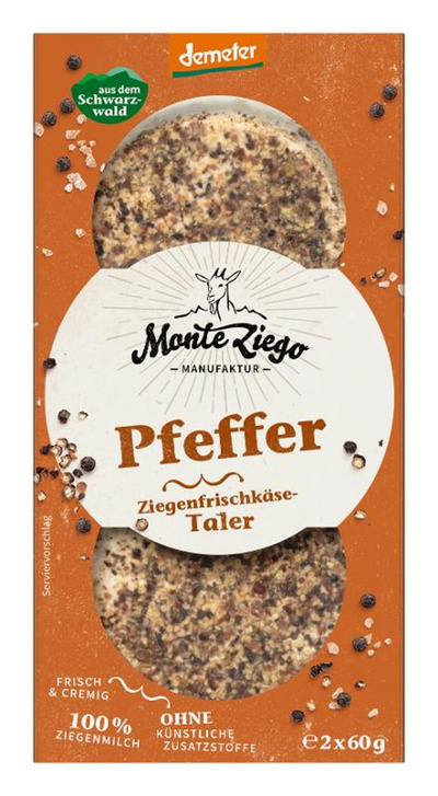 Produktfoto zu Ziegenfrischkäse Taler Pfeffer 120g (2x60g)