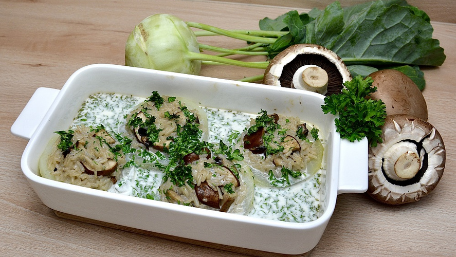 Rezeptbild für Kohlrabikörbchen mit Champignons