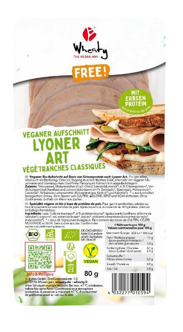 Produktfoto zu Veganer Aufschnitt Lyoner-Art 80g