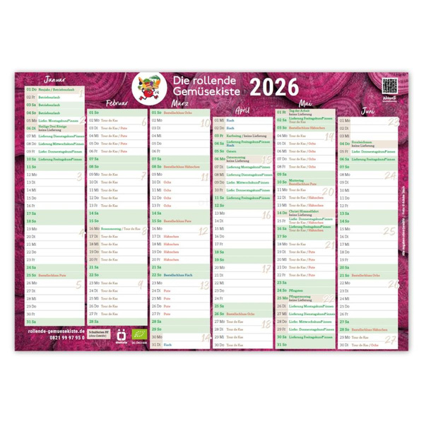Produktfoto zu Gemüsekisten-Jahreskalender 2026