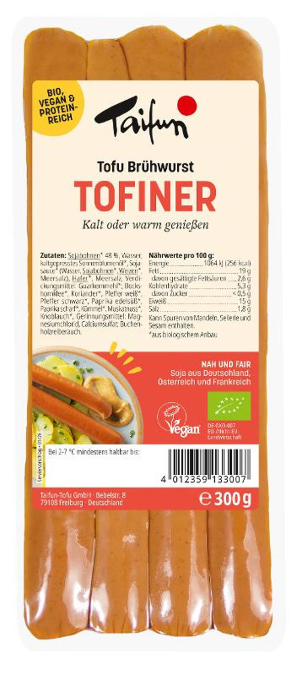 Produktfoto zu Tofiner Tofu-Wiener 300g
