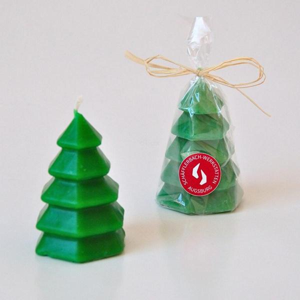 Produktfoto zu Tannenbaumkerze "grün", 70x50mm, 1 Stk.