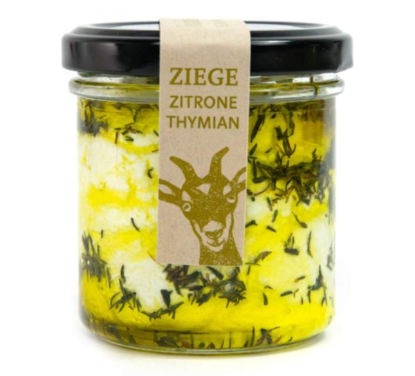 Produktfoto zu Blumenthaler Ziegenfrischkäse Zitrone-Thymian im Glas, ca.140g