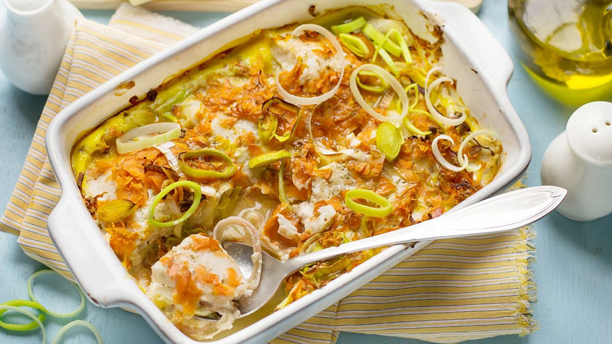 Rezeptbild für Veganes Kartoffel-Lauch-Gratin