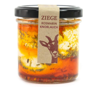 Produktfoto zu Blumenthaler Ziegenfrischkäse Rosmarin Knoblauch im Glas, ca.140g